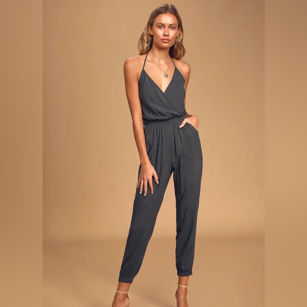 Lulus *discontinued style* charcoal jumpsuit Size M
